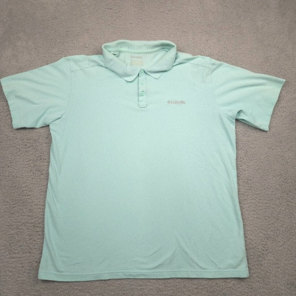 Columbia Omni-Wick Polo Shirt‎ Mens XXL Aqua Blue Performance Golf Activewear